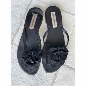 Manolo Blahnik floral slides